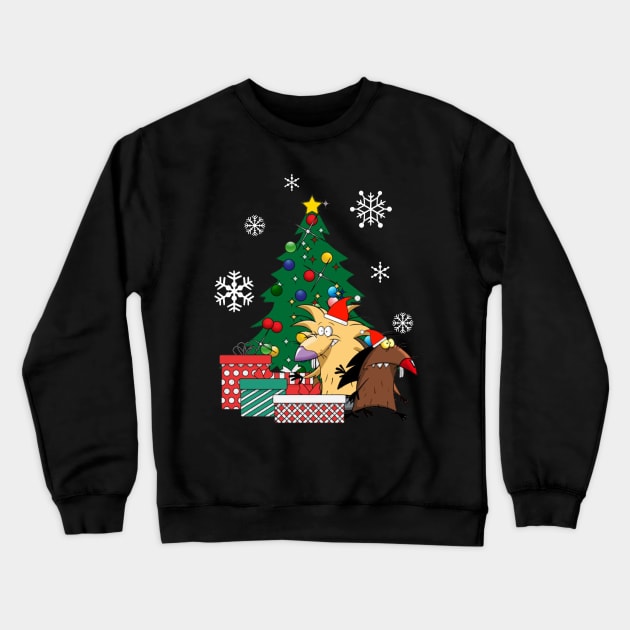 Angry Beavers Around The Christmas Tree Crewneck Sweatshirt by squids_art